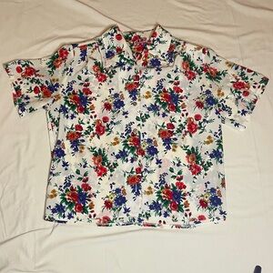 Vintage Autumn floral pattern short sleeve blouse